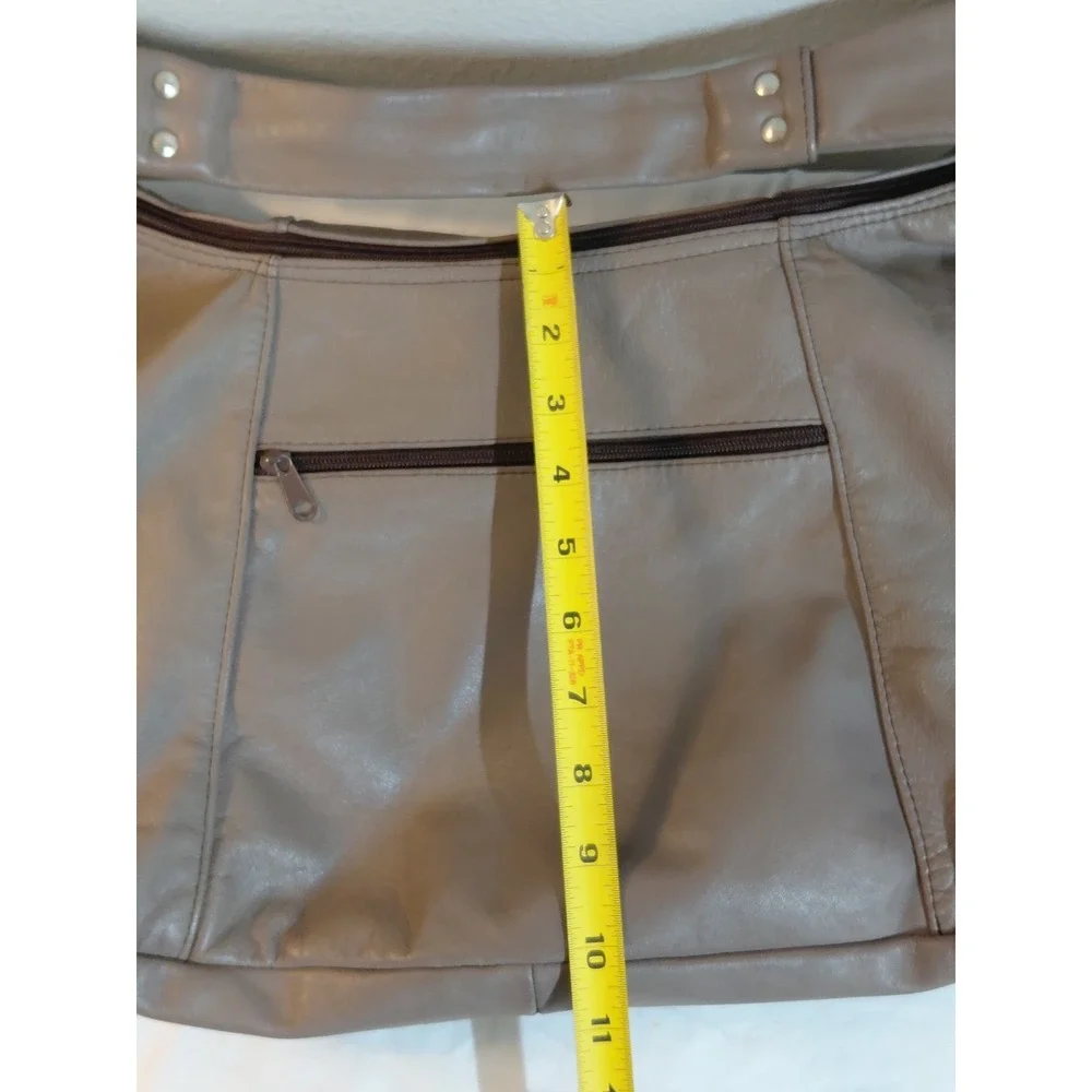 Vintage Genuine Leather Hobo Bag Taupe Gray Slouch Shoulder Purse Made in Mexico